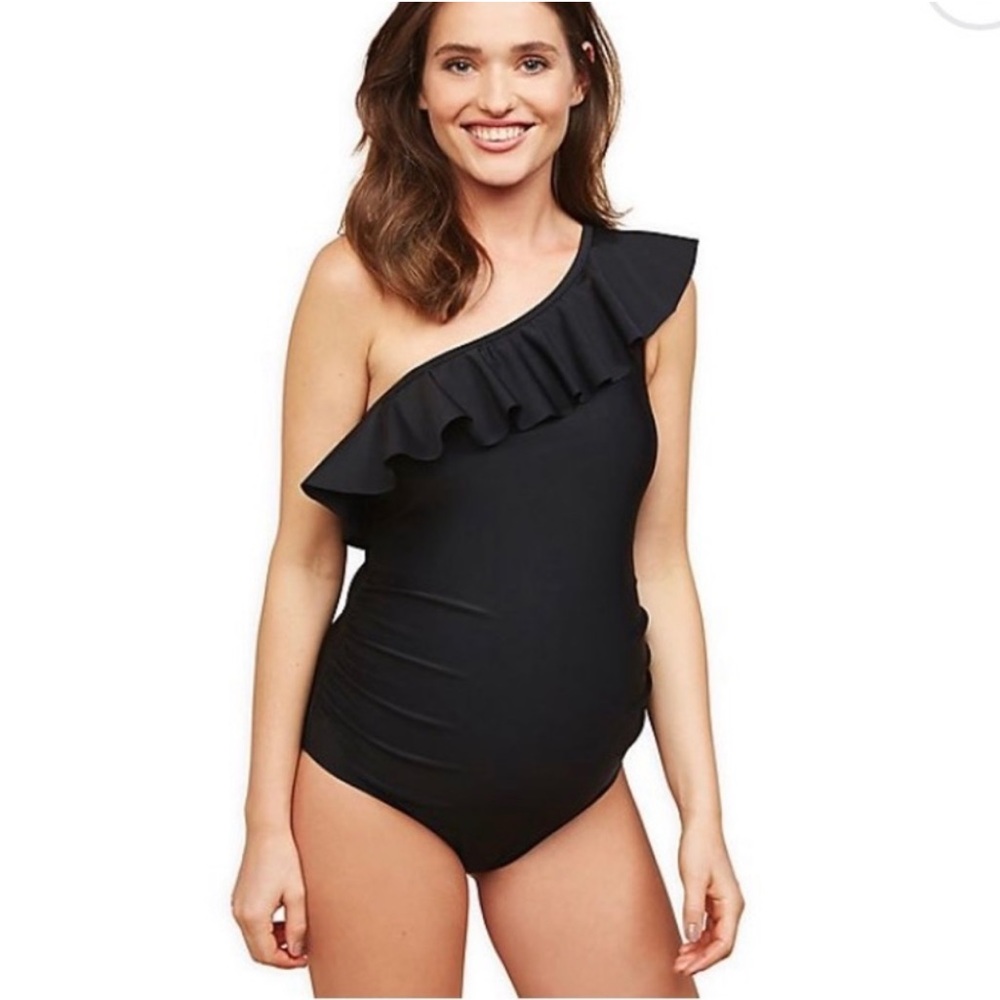 One shoulder maternity swimsuit